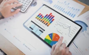 tablet com gráficos